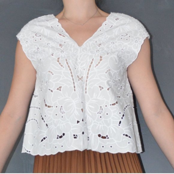 Aritzia Flower Cutout Blouse - Picture 1 of 4